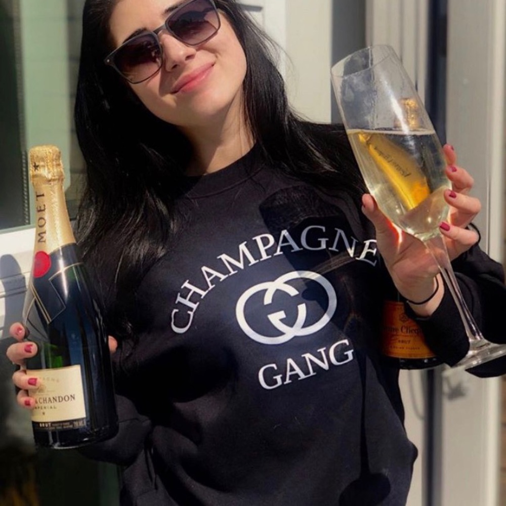 Champagne Gang Sweatshirt Pullover Brunch Squad - Picture 1 of 3